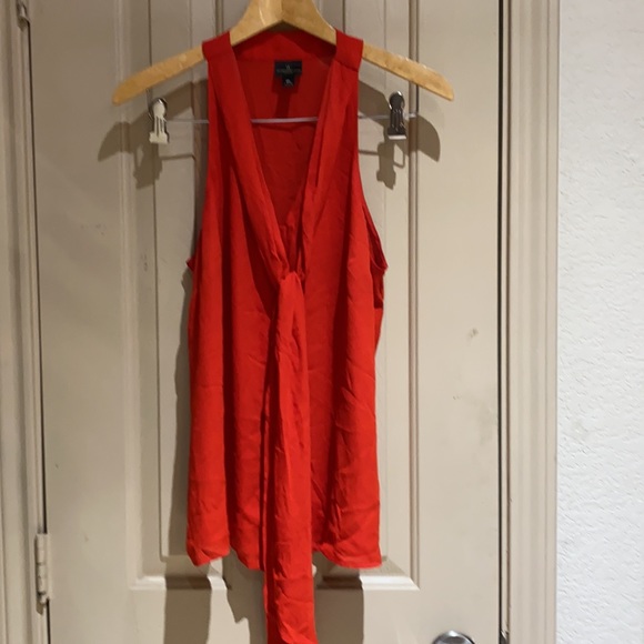 Worthington blouse Red Button up with Tie - Picture 2 of 5